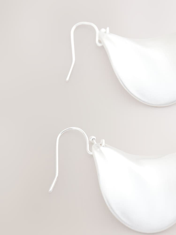 Silver Tone Wave Petal Drop Earrings - Image 2 of 3