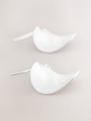 Silver Tone Wave Petal Drop Earrings - Image 3 of 3