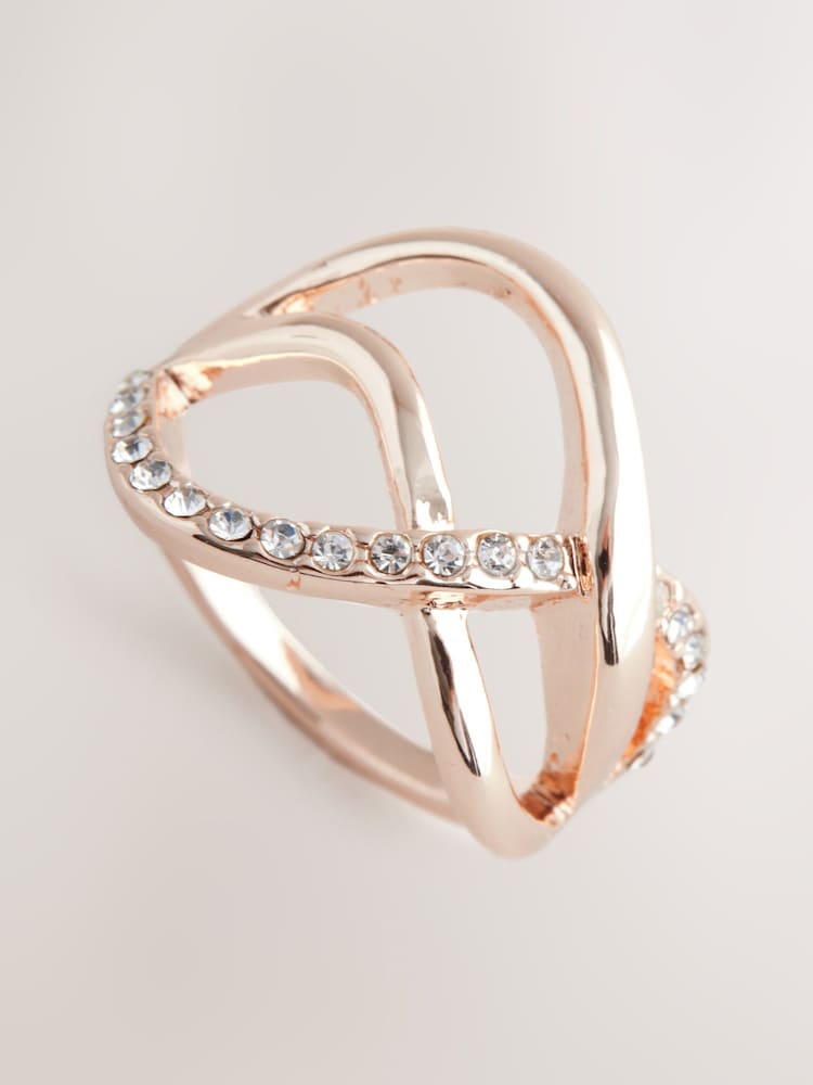 Rose Gold Tone Pave Twist Ring - Image 2 of 3