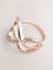 Rose Gold Tone Pave Twist Ring - Image 3 of 3