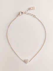 Gold Tone Pave Heart Anklet - Image 1 of 3