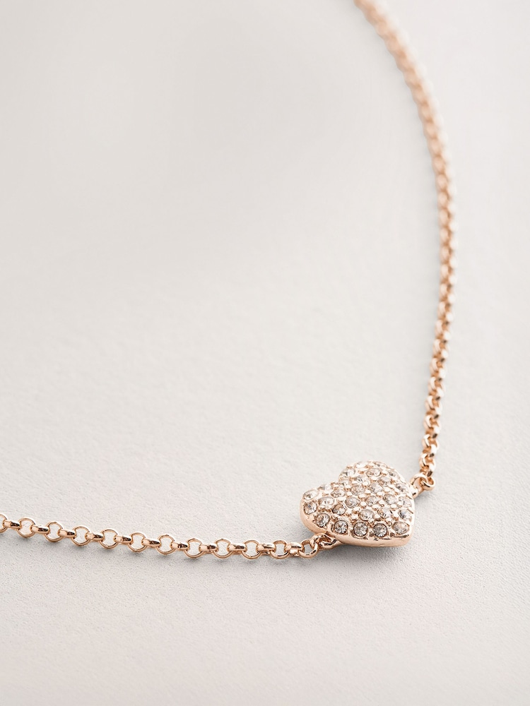 Gold Tone Pave Heart Anklet - Image 2 of 3