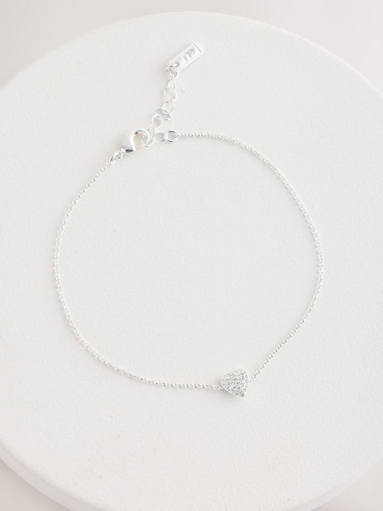 Silberfarben - Pave Heart Anklet - Bild 1 von 3