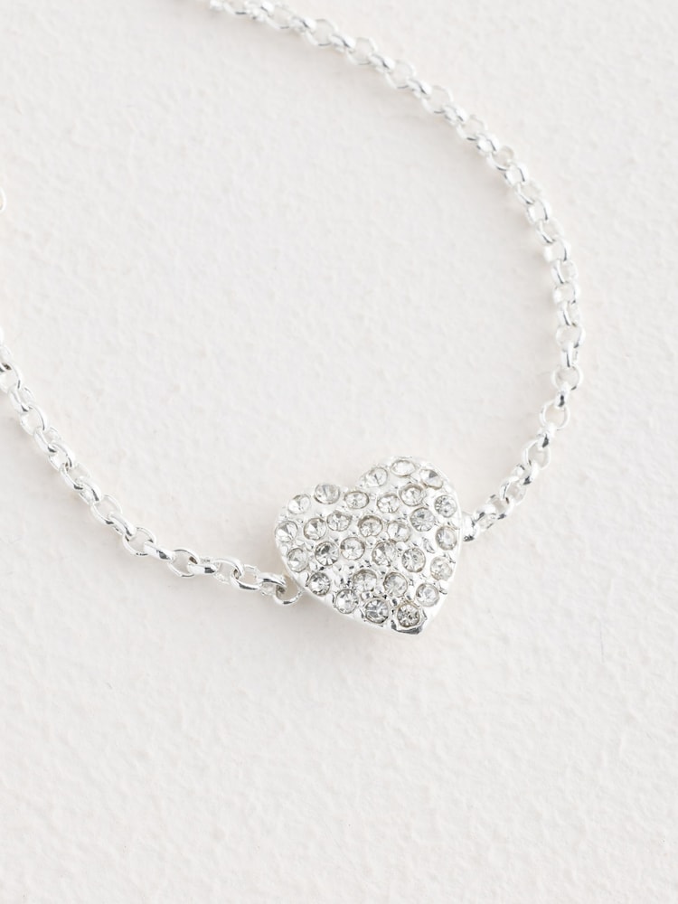 Silberfarben - Pave Heart Anklet - Bild 2 von 3