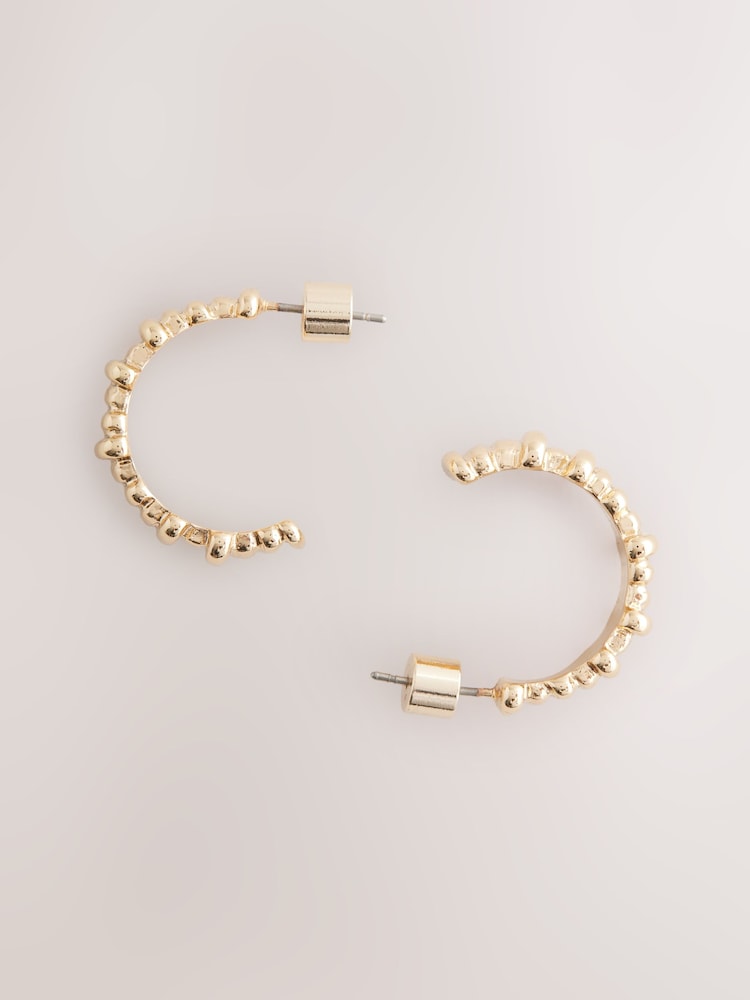 Gold Tone Ridged Hoop Earrings - Image 1 of 5