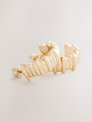 Gold Tone Ridged Hoop Earrings - Image 4 of 5