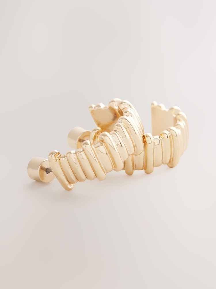 Goudkleurig - Ridged Hoop Earrings - Image 4 of 5