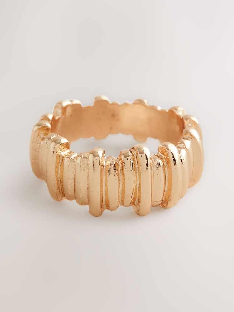 Gold Tone Ridged Ring - Image 1 of 3