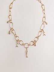 Gold Tone Fish Charm Necklace - Image 1 of 3
