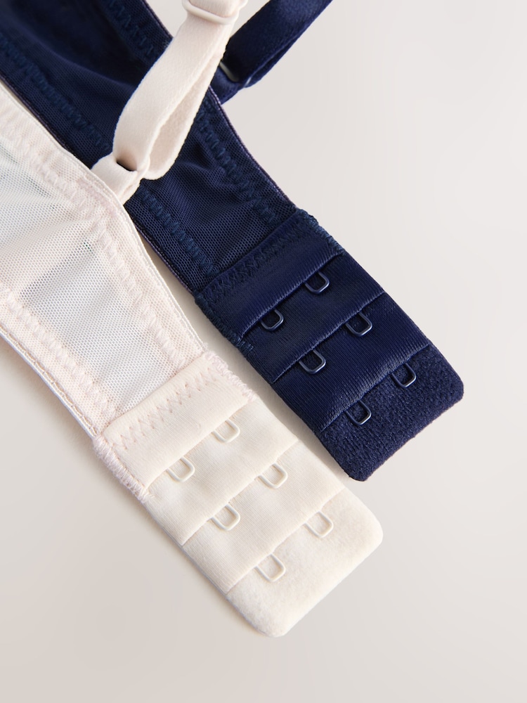 Navy/Cream Push Up Pad Balcony A-E Embroidered Bras 2 Pack - Image 12 of 12 Navy/Cream Push Up Pad Balcony A-E Embroidered Bras 2 Pack - Image 12 of 12