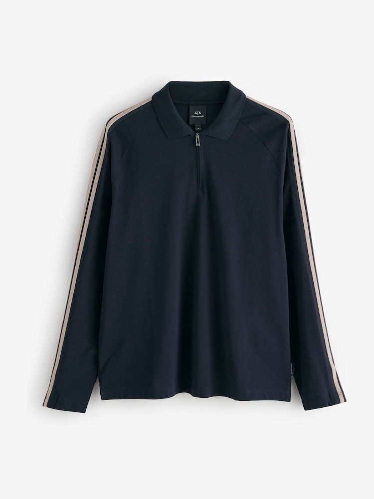 Armani Exchange Regular Fit Blue Logo Polo Shirt - Image 1 of 1