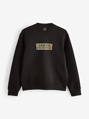Armani Exchange Regular Fit Logo Black Sweat Top Jumper - Imagen 1 de 3