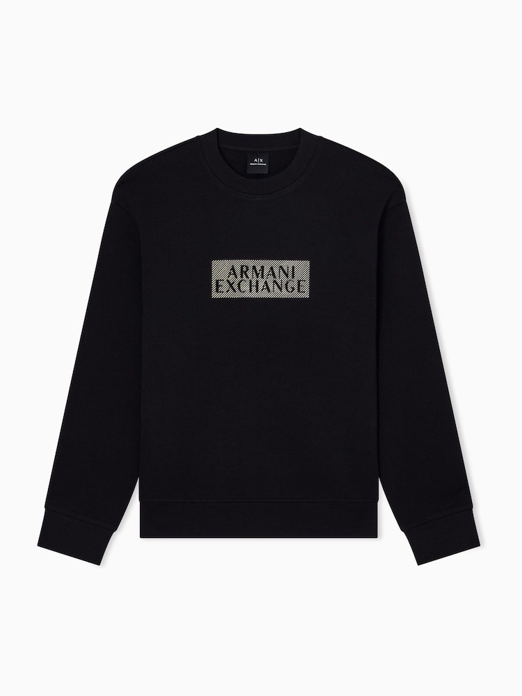 Armani Exchange Regular Fit Logo Black Sweat Top Jumper - Imagen 2 de 3