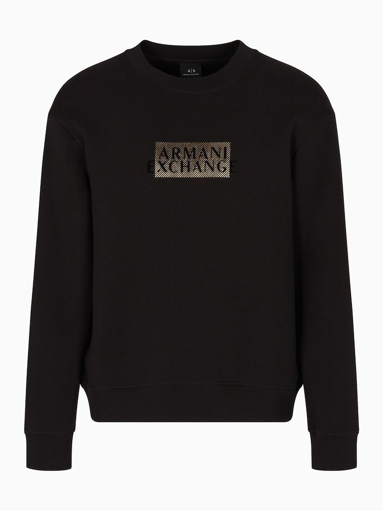 Armani Exchange Regular Fit Logo Black Sweat Top Jumper - Imagen 3 de 3