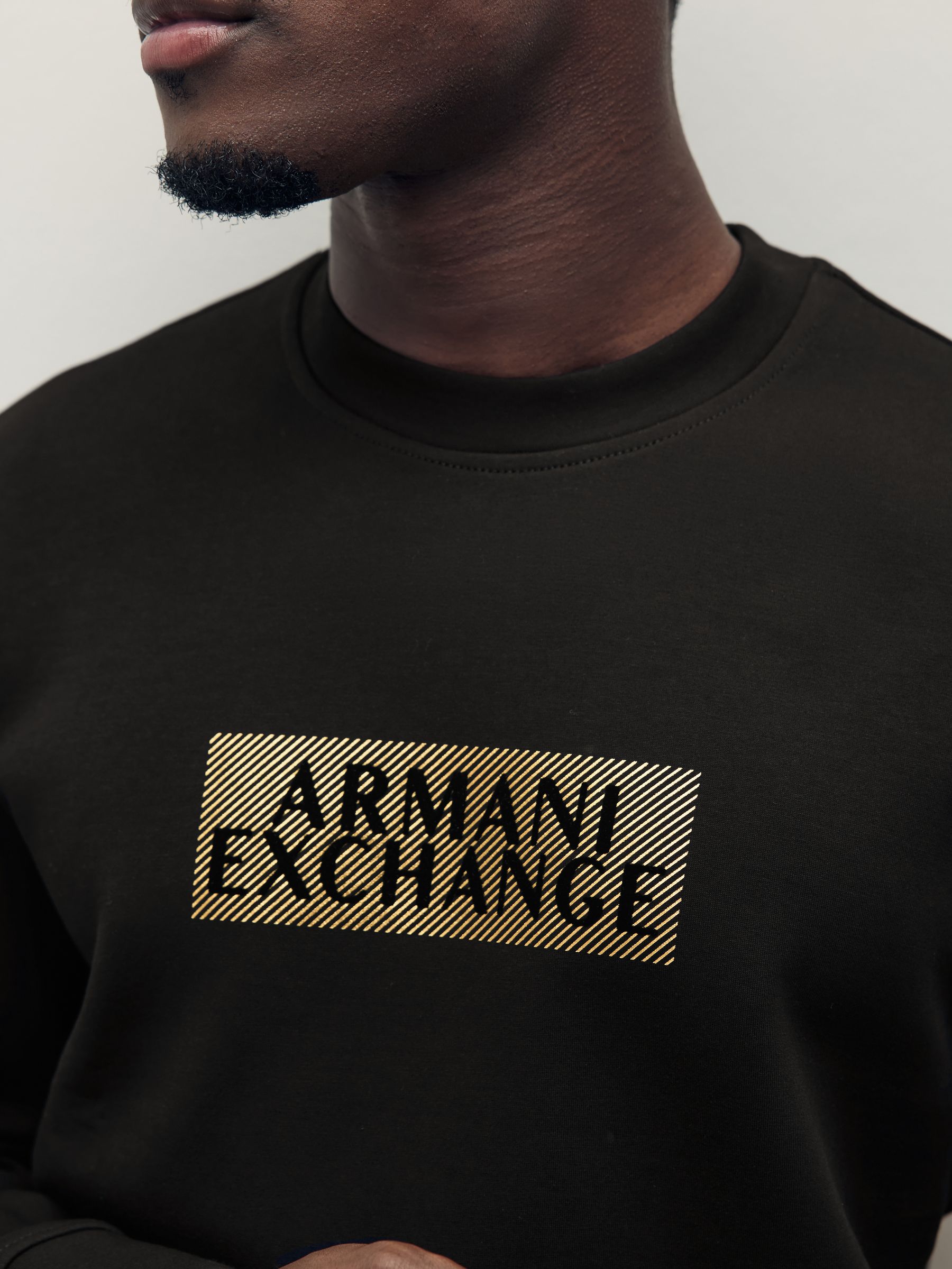 Buy Armani Exchange Black Regular Fit Logo Sweatshirt Jumper from