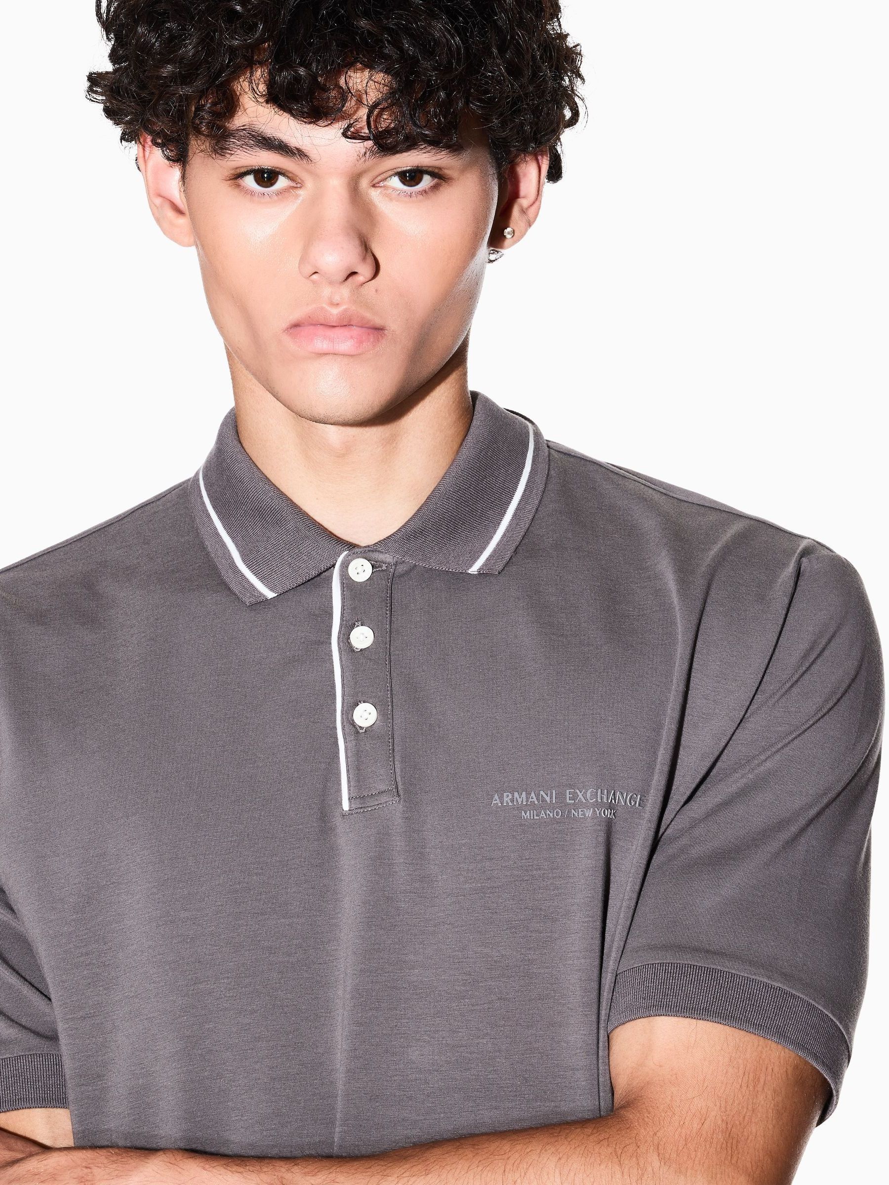 Buy Armani Exchange Regular Fit Grey Logo Polo Shirt from Next USA