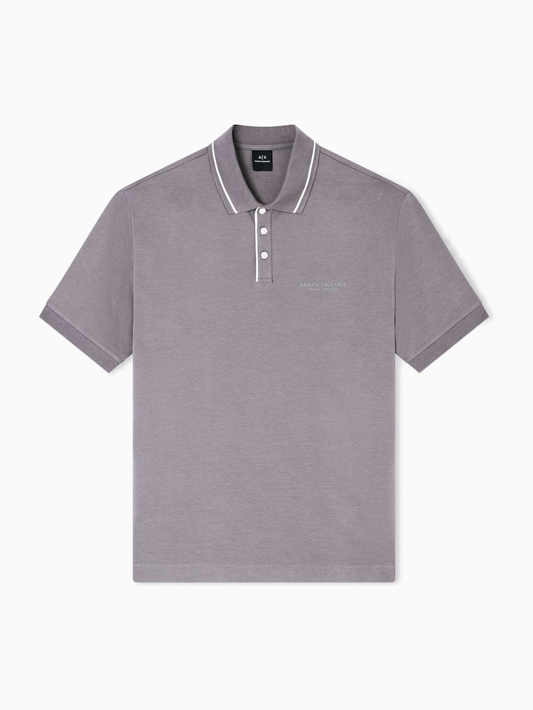Armani Exchange Regular Fit Grey Logo Polo Shirt - Bild 5 von 5