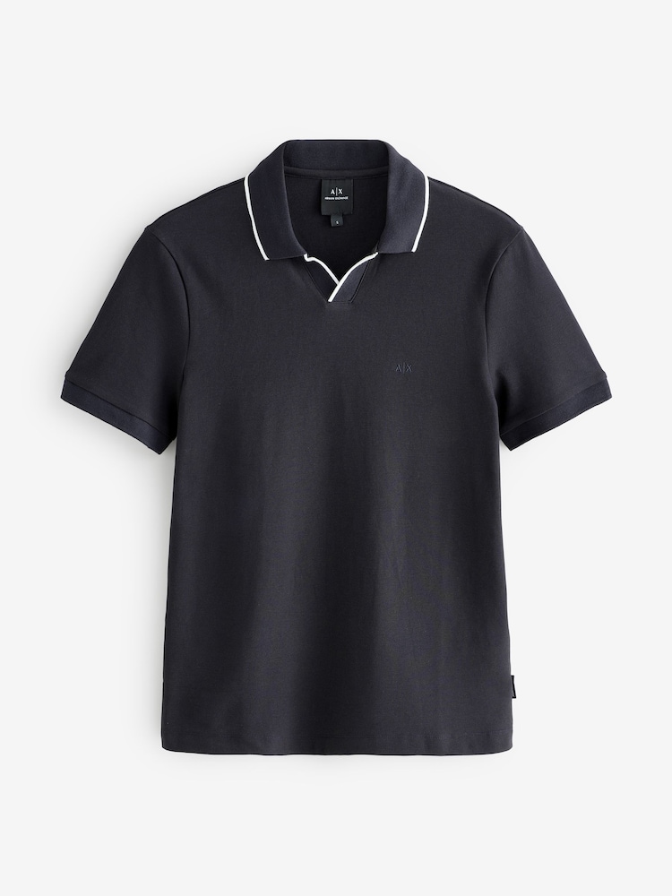 Armani Exchange Regular Fit Blue Logo Polo Shirt - Image 1 of 1
