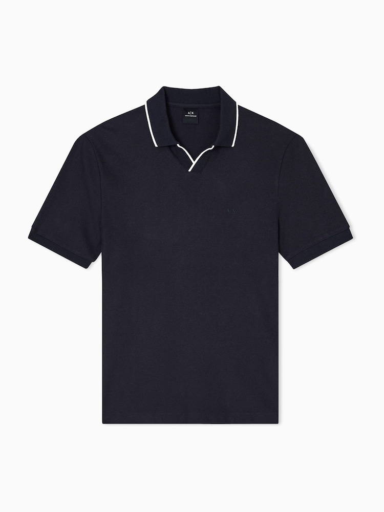 Camisa polo Armani Exchange Regular Fit com logotipo azul - Imagem 5 de 5