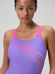 Speedo Purple Medley Logo Swimsuit - Image 4 of 6