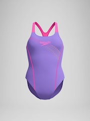 Speedo Purple Medley Logo Swimsuit - Image 6 of 6
