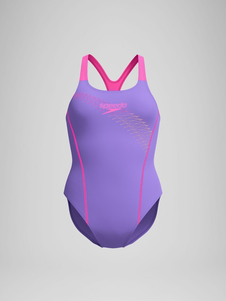 Speedo Purple Medley Logo Swimsuit - Image 6 of 6