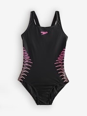 Speedo Black Placement Muscleback Swimsuit - Image 1 of 1