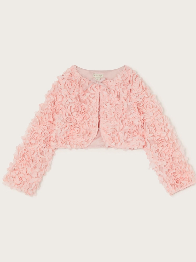 Monsoon Pink 3D Rose Cropped Jacket - Image 1 of 3