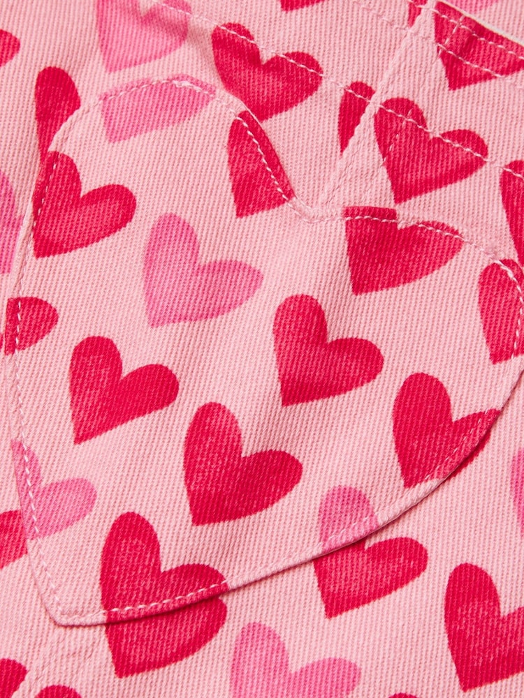 Monsoon Pink Heart Print Short Dungarees - Image 2 of 2