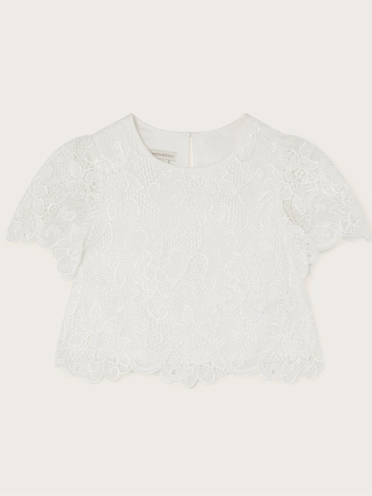 Monsoon Natural Anna Lace Bridesmaid Top - Image 2 of 3