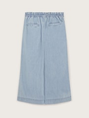 Monsoon Blue 100% Cotton Wide Leg Chambray Trousers - Image 3 of 4