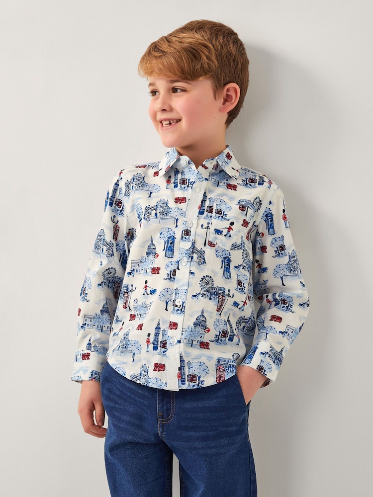 Monsoon White/Blue London Print 100% Cotton Shirt - Image 1 of 4