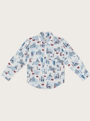 Monsoon White/Blue London Print 100% Cotton Shirt - Image 2 of 4