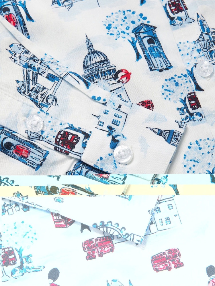 Monsoon White/Blue London Print 100% Cotton Shirt - Image 4 of 4