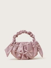 Monsoon Pink Mini Bow Satin Handbag - Image 1 of 4