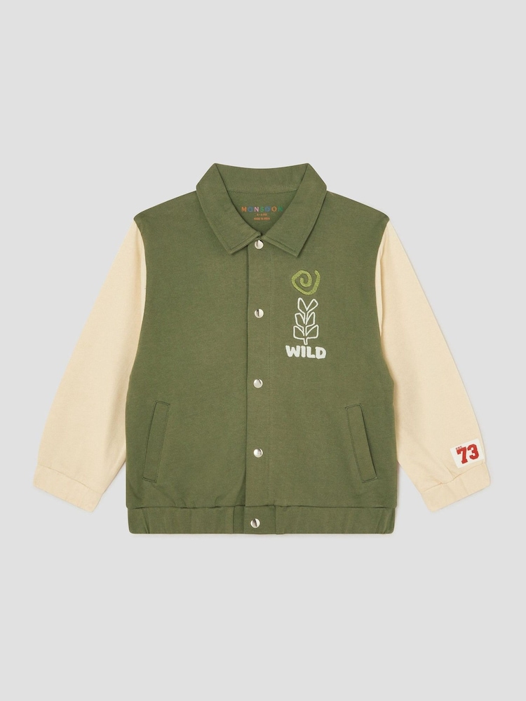 Monsoon Green Wild 100% Cotton Bomber Jacket - Image 1 of 2