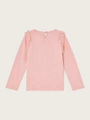 Monsoon Pink 100% Cotton Embellished Unicorn Long Sleeve Top - Image 3 of 4