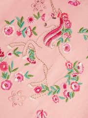 Monsoon Pink 100% Cotton Embellished Unicorn Long Sleeve Top - Image 4 of 4