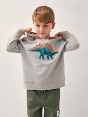 Monsoon Grey Dinosaur Print Hoodie - Image 1 of 4