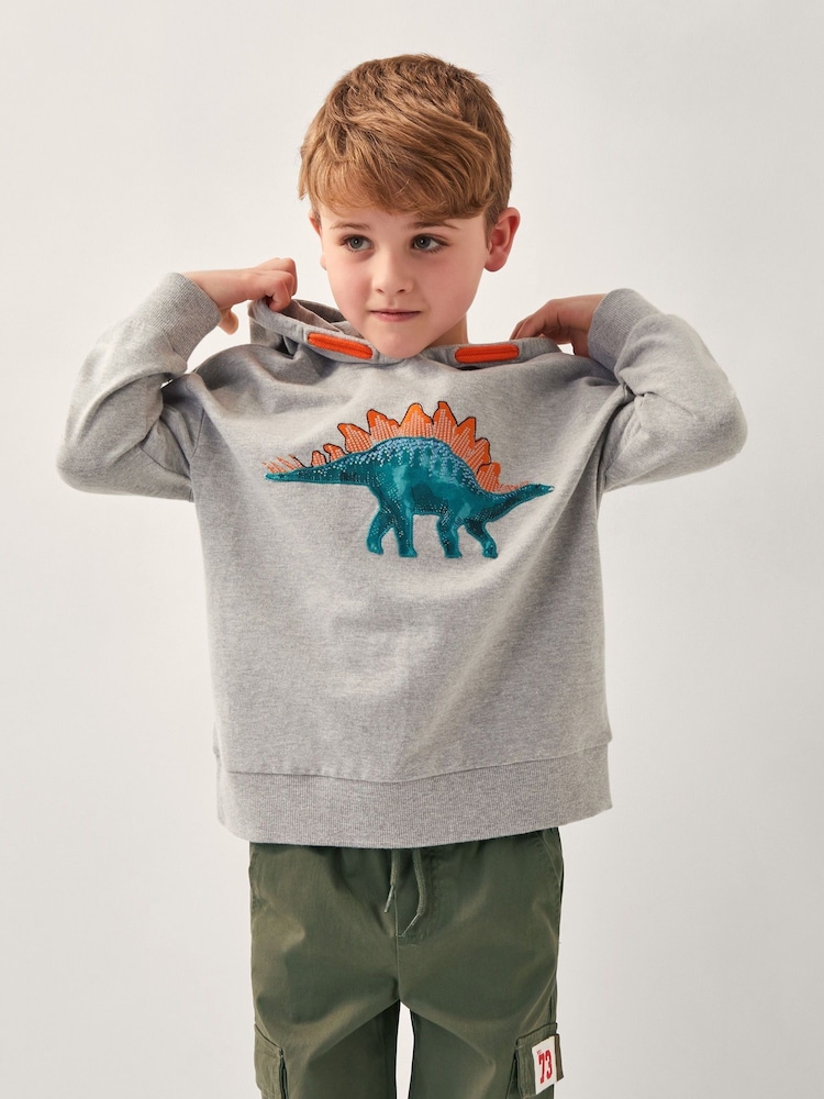Monsoon Grey Dinosaur Print Hoodie - Image 1 of 4