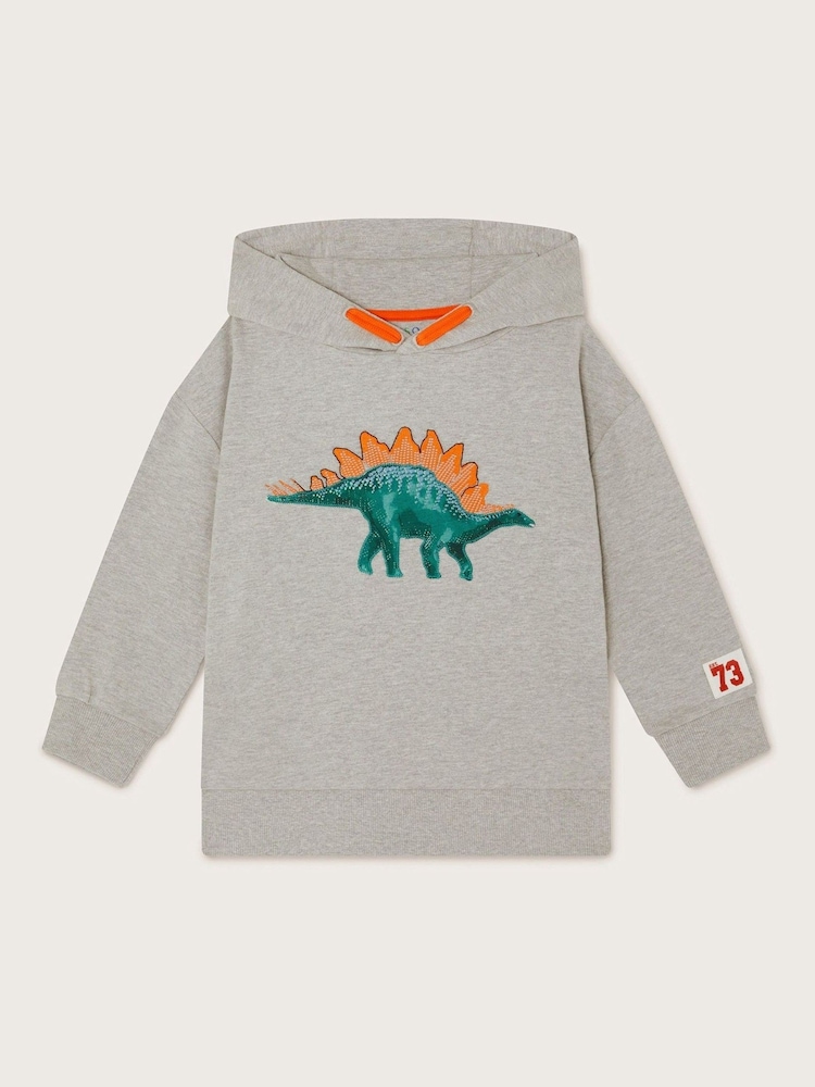Monsoon Grey Dinosaur Print Hoodie - Image 2 of 4