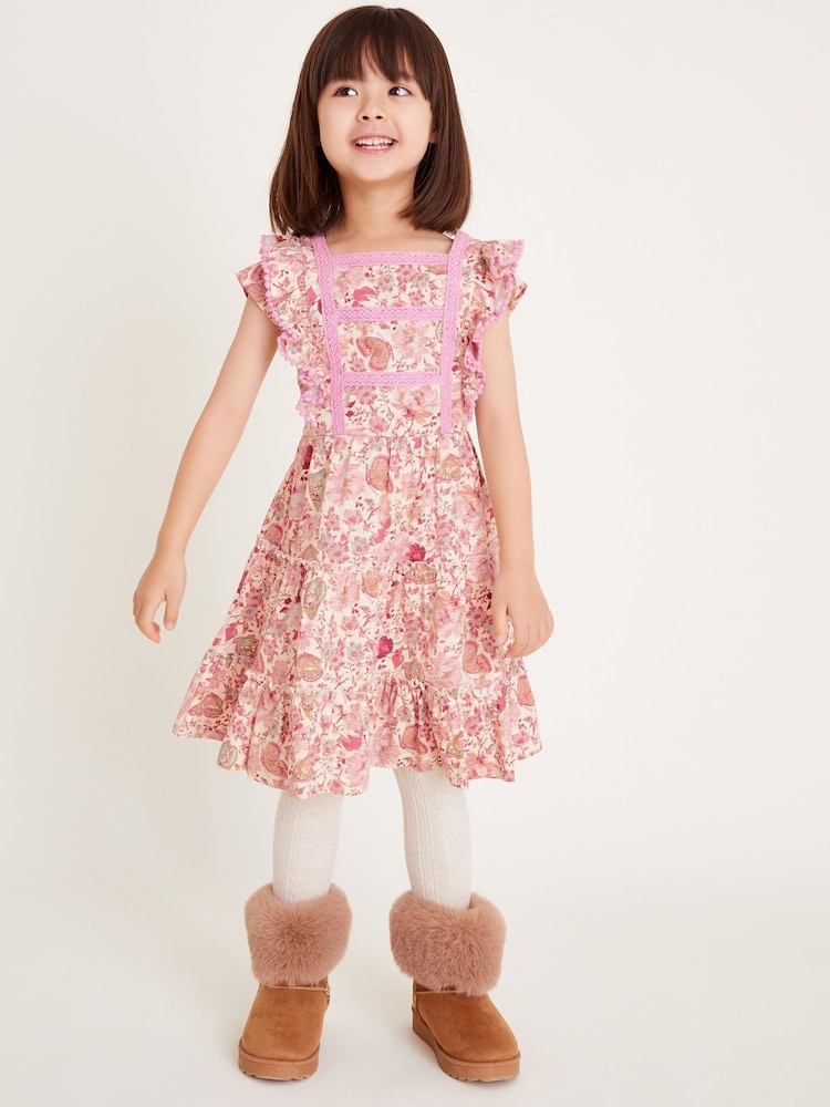 Monsoon Floral Butterfly Print Short Sleeve 100% Cotton Jersey Dress - Imagen 1 de 3 Monsoon Floral Butterfly Print Short Sleeve 100% Cotton Jersey Dress - Imagen 1 de 3