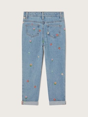 Monsoon Floral Print Embroidered 100% Cotton Straight Jeans - Imagen 3 de 4