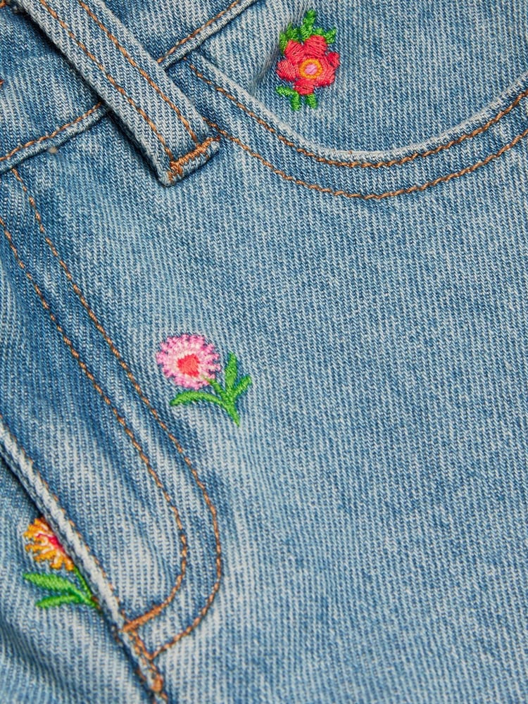Monsoon Floral Print Embroidered 100% Cotton Straight Jeans - Imagen 4 de 4