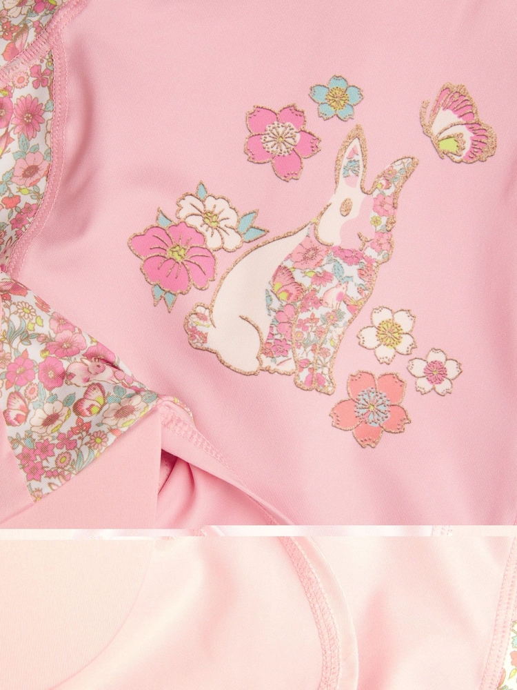 Monsoon Pink Baby Bunny UPF 50+ Long Sleeve Swimsuit and Sun Hat Set - Image 3 of 3