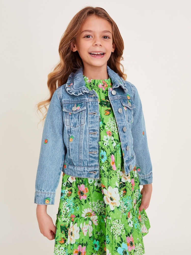 Chaqueta vaquera de algodón 100 % con diseño estampado de flores con bordados de Monsoon - Imagen 1 de 4