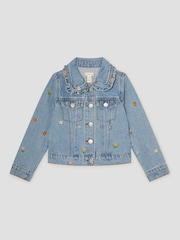 Chaqueta vaquera de algodón 100 % con diseño estampado de flores con bordados de Monsoon - Imagen 2 de 4