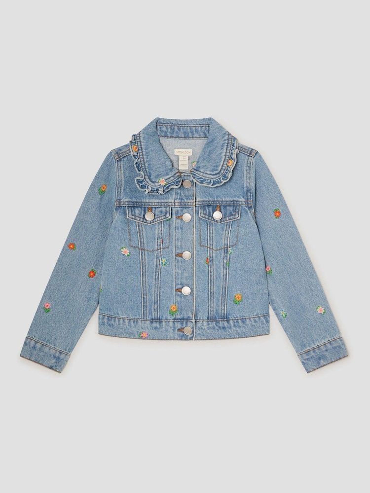 Chaqueta vaquera de algodón 100 % con diseño estampado de flores con bordados de Monsoon - Imagen 2 de 4