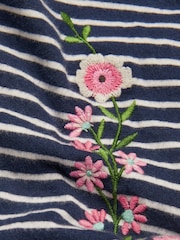 Monsoon Blue Floral Print Embroidered Stripe Leggings - Image 3 of 3