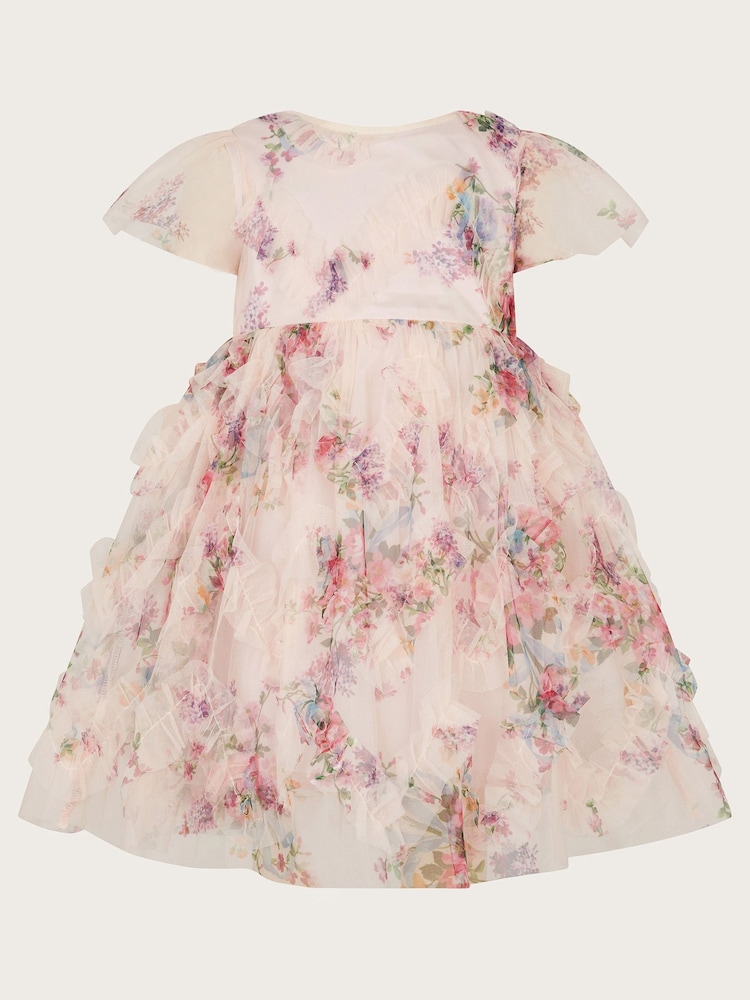 Monsoon Pink Baby Roma Ruffle Print Dress - Image 2 of 4